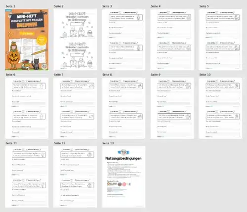 Mini-Heft: Lesetexte Halloween (1. & 2. Klasse) - Überblick