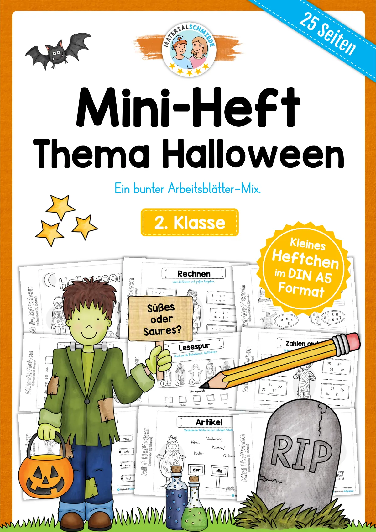 Mini-Heft: Halloween - 2. Klasse (25 Arbeitsblätter)
