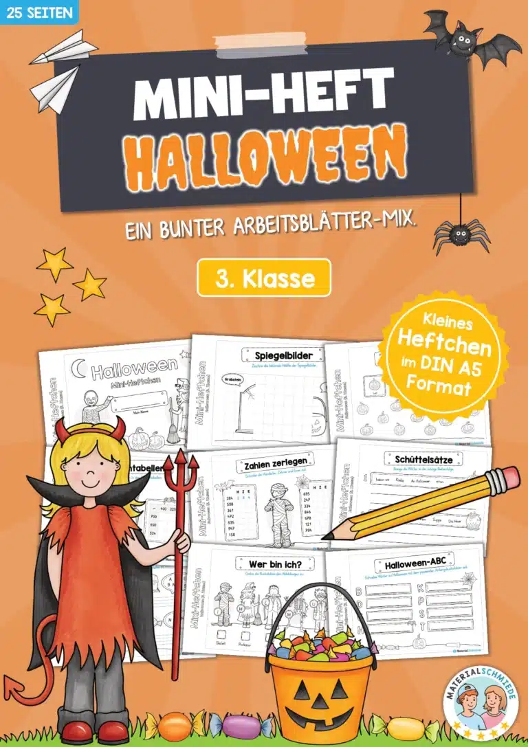 Mini-Heft: Halloween – 3. Klasse (25 Arbeitsblätter)
