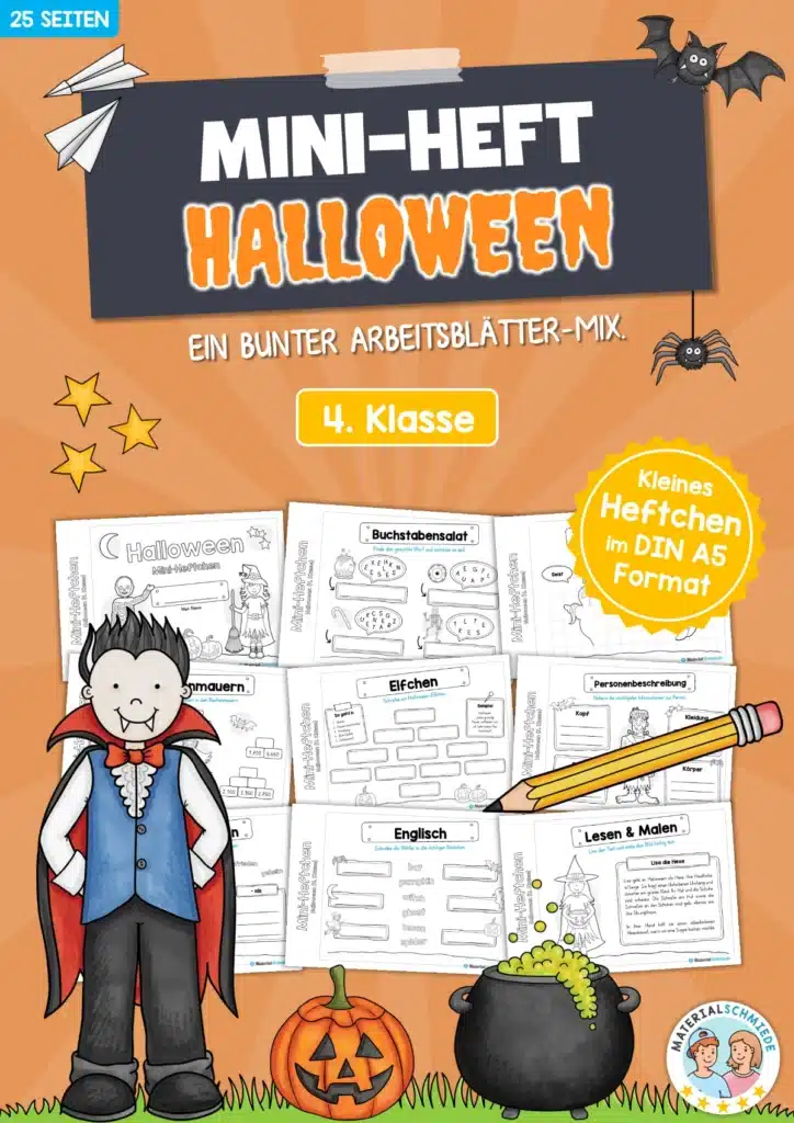 Mini-Heft: Halloween - 4. Klasse (25 Arbeitsblätter)