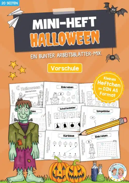 Mini-Heft: Halloween - Vorschule (20 Arbeitsblätter)