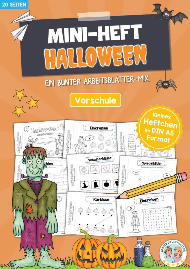 Mini-Heft: Halloween - Vorschule (20 Arbeitsblätter)