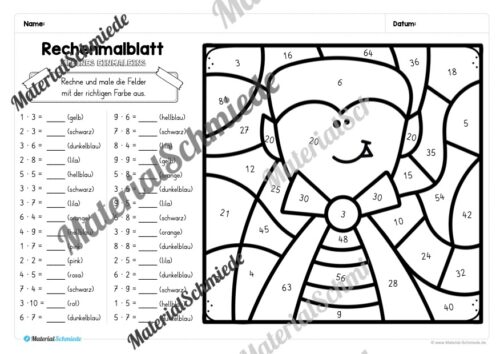 8 Rechenmalblätter zu Halloween: Kleines Einmaleins (Vorschau 01)