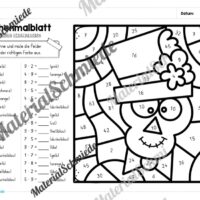 8 Rechenmalblätter zu Halloween: Kleines Einmaleins (Vorschau 02)