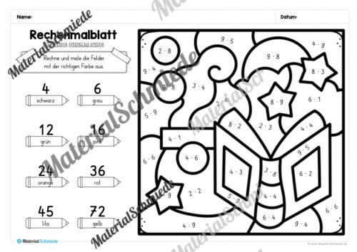 8 Rechenmalblätter zu Halloween: Kleines Einmaleins (Vorschau 07)