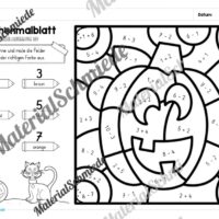 8 Rechenmalblätter zu Halloween im Zahlenraum 10 (Vorschau 06)