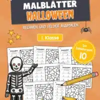 8 Rechenmalblätter Halloween: Zahlenraum 10