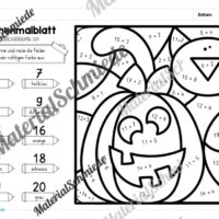 8 Rechenmalblätter zu Halloween im Zahlenraum 20 (Vorschau 01)