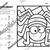 8 Rechenmalblätter zu Halloween im Zahlenraum 20 (Vorschau 03)