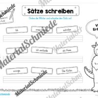 Erste Sätze schreiben: Schüttelsätze Halloween (Arbeitsblatt 01)