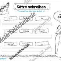 Erste Sätze schreiben: Schüttelsätze Halloween (Arbeitsblatt 02)