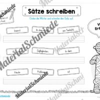 Erste Sätze schreiben: Schüttelsätze Halloween (Arbeitsblatt 03)