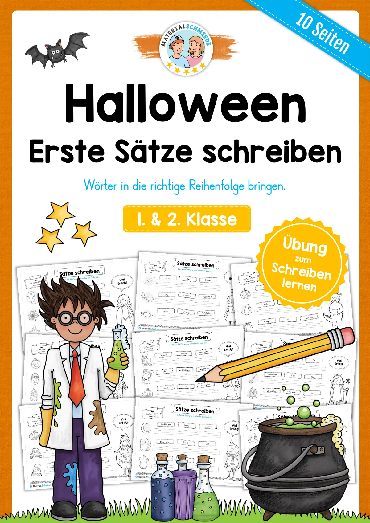 Erste Sätze schreiben: Schüttelsätze Halloween (1. & 2. Klasse)