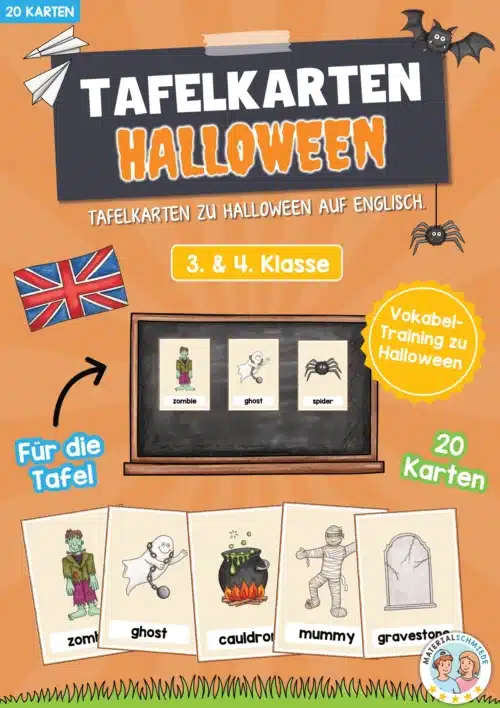 20 Tafelkarten zu Halloween (auf Englisch)