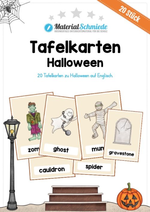 20 Tafelkarten zu Halloween (auf Englisch)