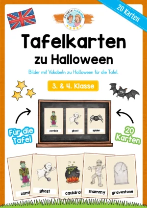 20 Tafelkarten zu Halloween (auf Englisch)