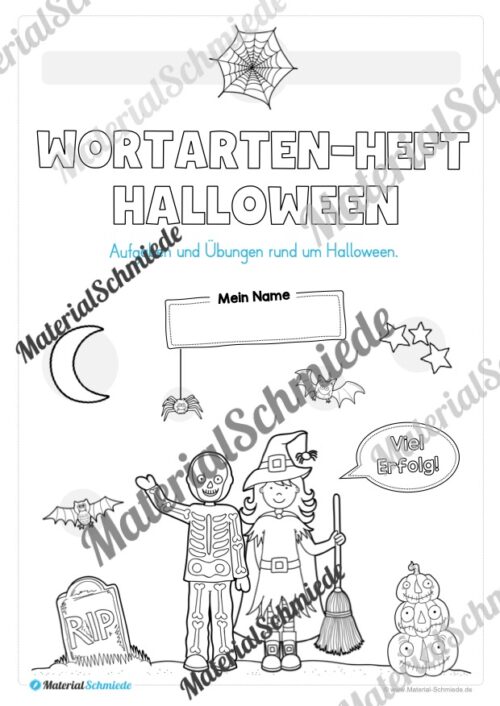 Arbeitsheft Wortarten - Thema Halloween (Arbeitsblatt 01)