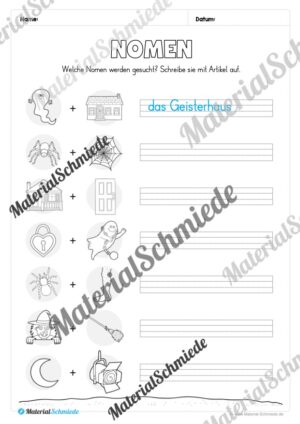 Arbeitsheft Wortarten – Thema Halloween (Arbeitsblatt 06)