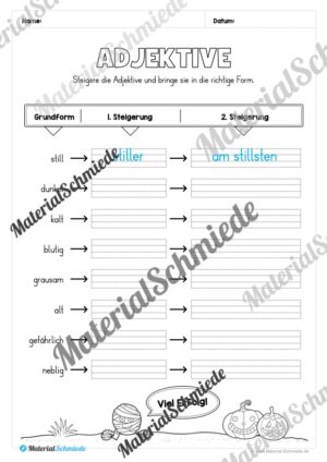 Arbeitsheft Wortarten – Thema Halloween (Arbeitsblatt 08)