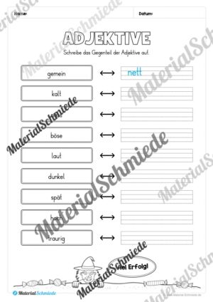 Arbeitsheft Wortarten – Thema Halloween (Arbeitsblatt 09)