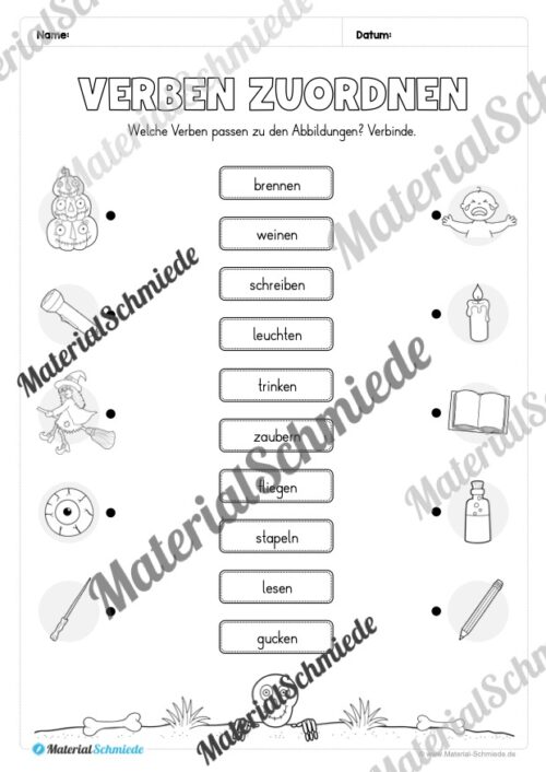 Arbeitsheft Wortarten - Thema Halloween (Arbeitsblatt 11)