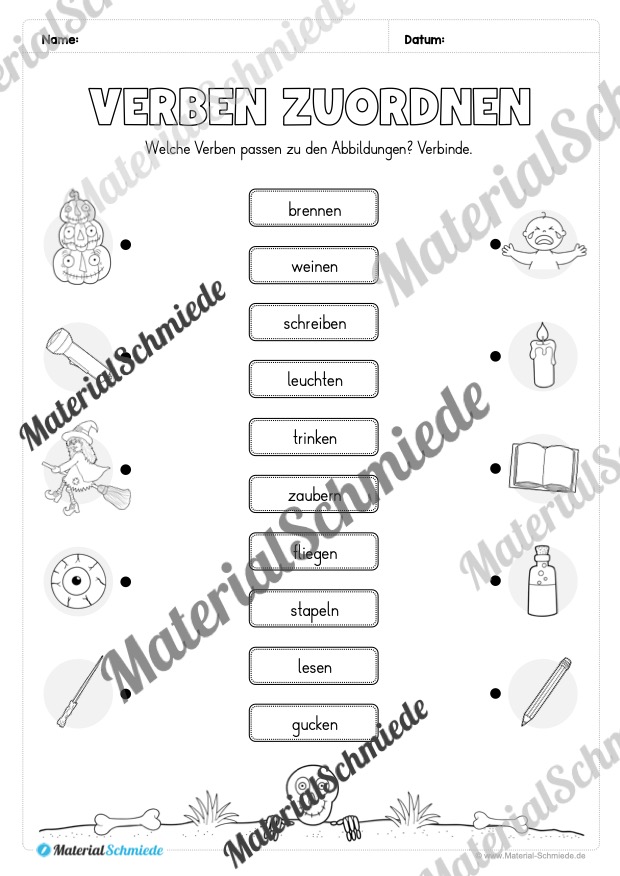 Arbeitsheft Wortarten – Thema Halloween (Arbeitsblatt 11)