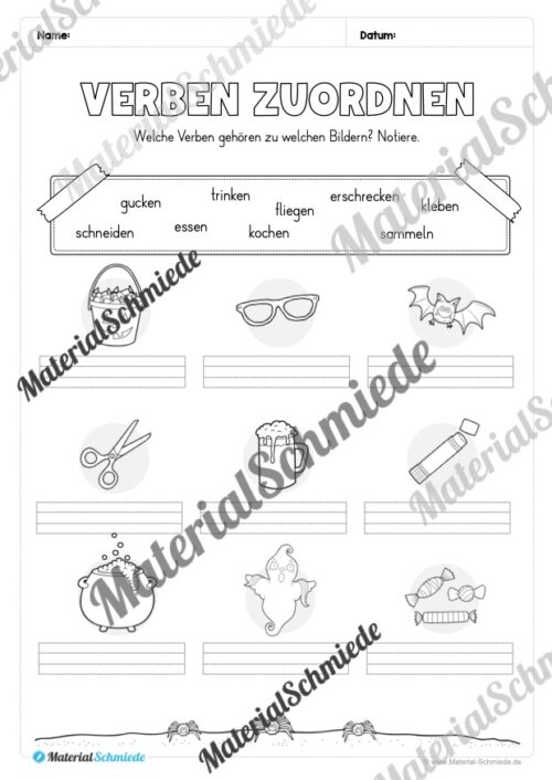 Arbeitsheft Wortarten - Thema Halloween (Arbeitsblatt 12)