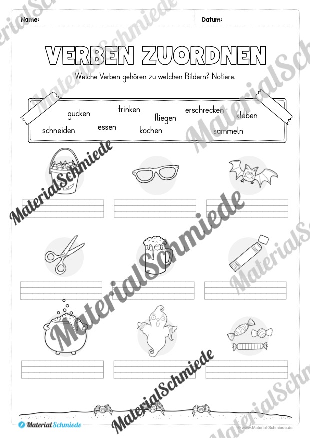 Arbeitsheft Wortarten – Thema Halloween (Arbeitsblatt 12)