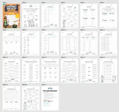 Arbeitsheft Wortarten - Thema Halloween (Überblick)