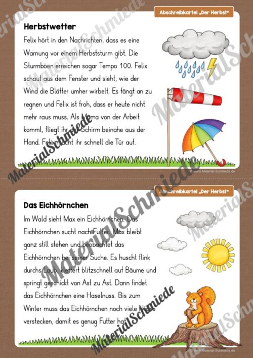 Abschreibkartei: Thema Herbst (12 Karten mit Schreibvorlagen) - Vorschau 02