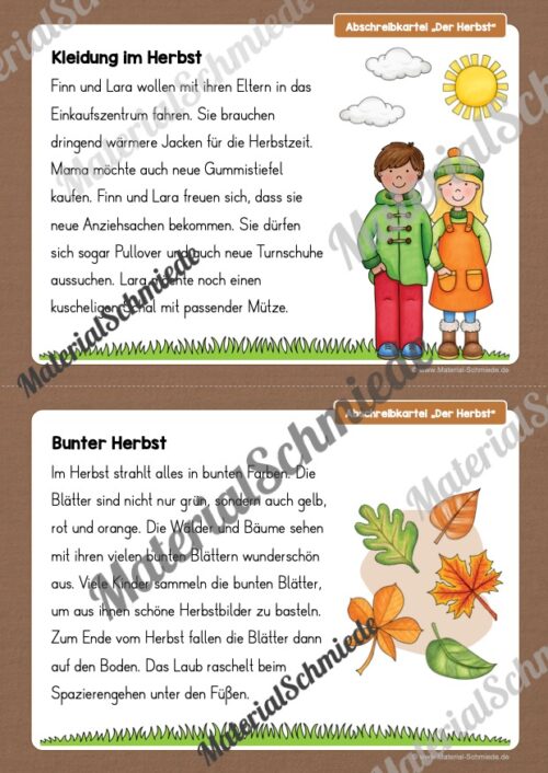 Abschreibkartei: Thema Herbst (12 Karten mit Schreibvorlagen) - Vorschau 05