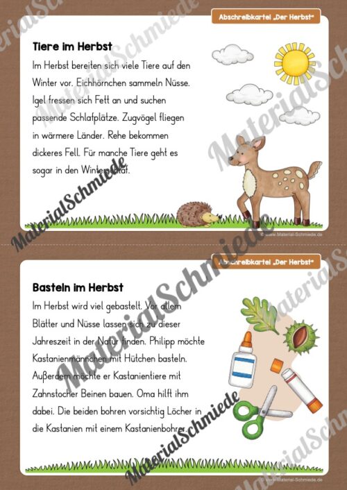 Abschreibkartei: Thema Herbst (12 Karten mit Schreibvorlagen) - Vorschau 06