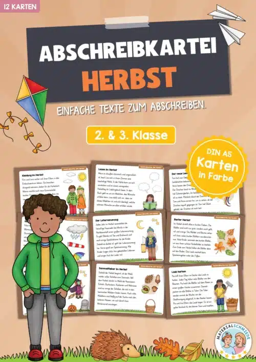 Abschreibkartei: Thema Herbst (12 Karten mit Schreibvorlagen)