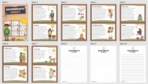 Abschreibkartei: Thema Herbst (12 Karten mit Schreibvorlagen) - Überblick