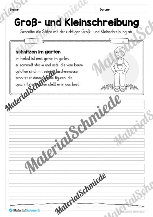 Abschreibtexte Herbst: Groß- und Kleinschreibung (Arbeitsblatt 01)