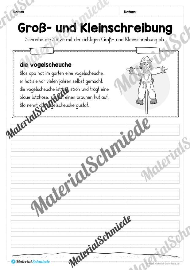 Abschreibtexte Herbst: Groß- und Kleinschreibung (Arbeitsblatt 04)