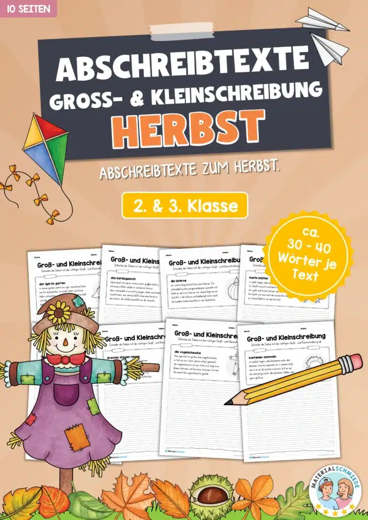 Abschreibtexte Herbst: Groß- und Kleinschreibung