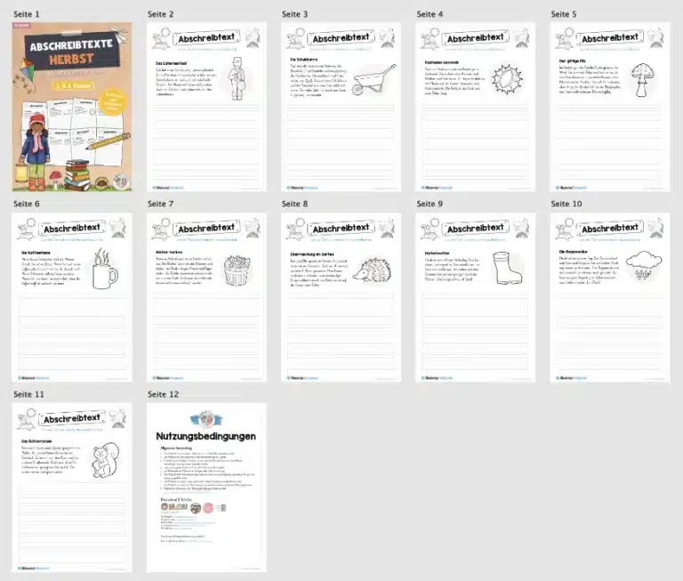 10 Abschreibtexte: Thema Herbst (Überblick)