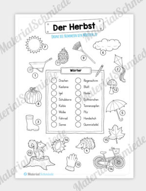 16 Begriffe zum Herbst zuordnen