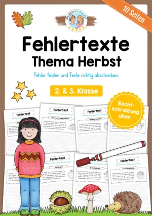 10 Fehlertexte: Thema Herbst (2. & 3. Klasse)