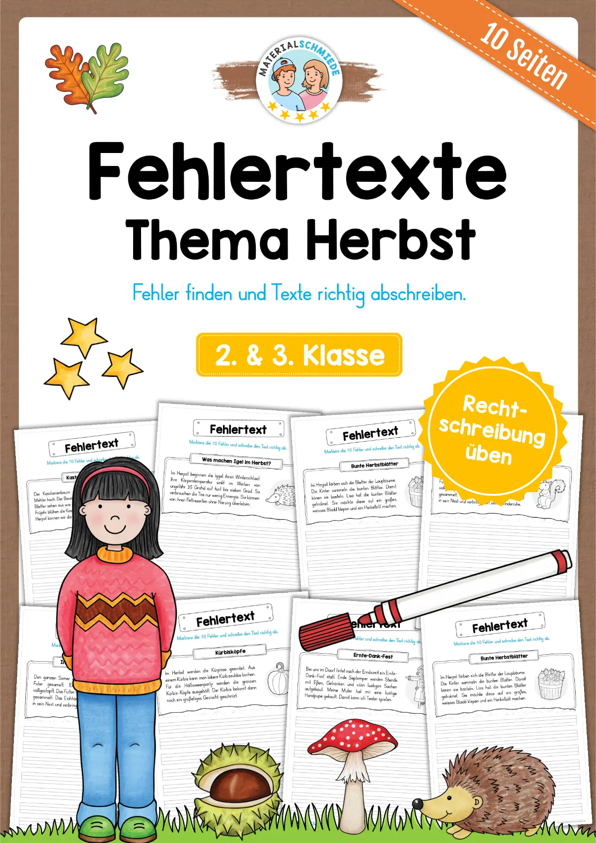 10 Fehlertexte: Thema Herbst (2. & 3. Klasse)