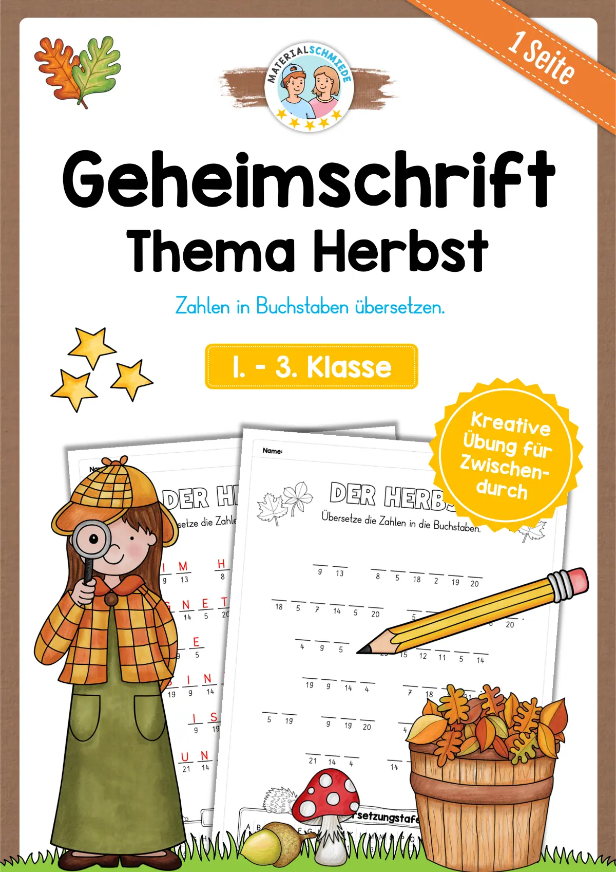Geheimschrift übersetzen: Herbst (1. - 3. Klasse)