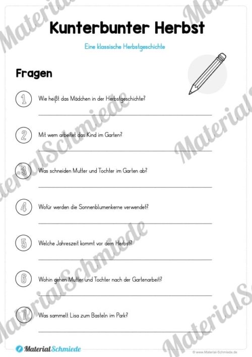 4 Geschichten zum Herbst (Kunterbunter Herbst - Fragen)