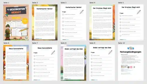 4 Geschichten zum Herbst (mit Aufgaben) - Überblick