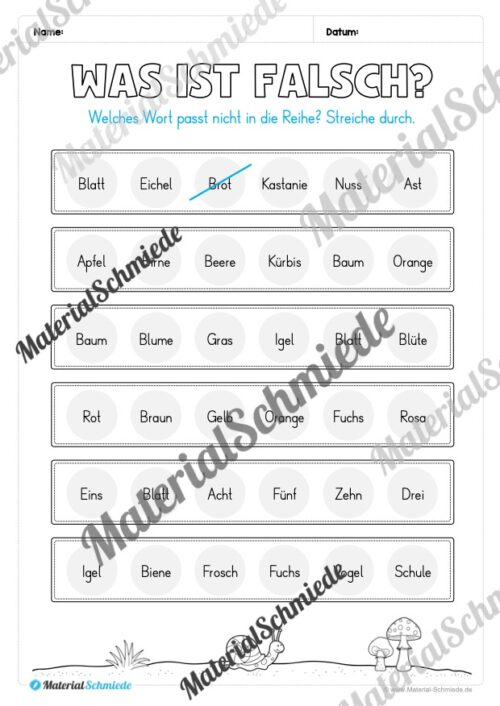 Deutsch-Heft Herbst (2. & 3. Klasse) - Arbeitsblatt 09