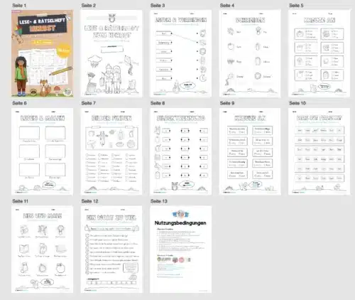 Kostenloses Lese- & Rätselheft zum Herbst (2. & 3. Klasse) - Überblick