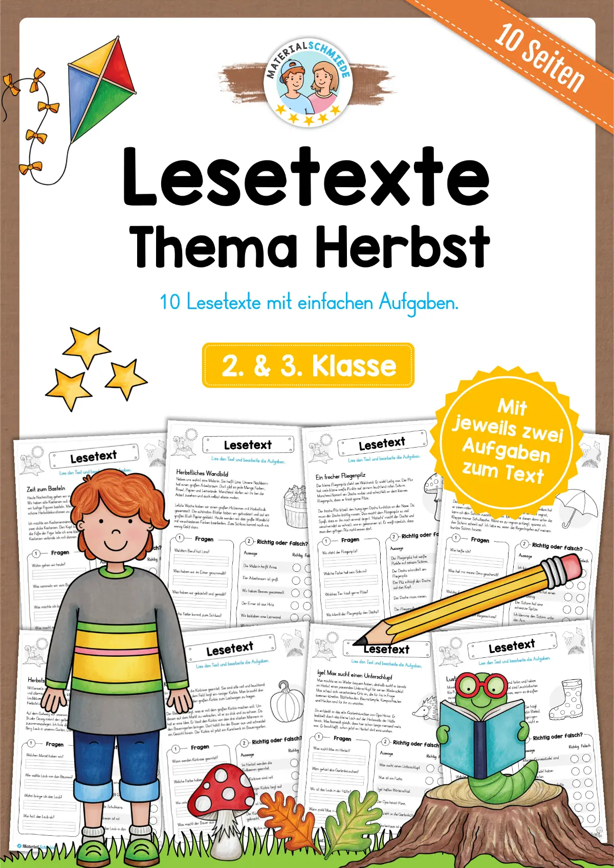10 Lesetexte zum Herbst mit Fragen (2. & 3. Klasse)