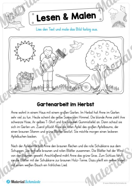 10 Leseübungen zum Herbst (Lesen & Malen)