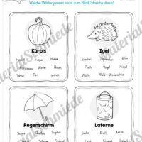 10 Leseübungen zum Herbst (Wörter-Karussell)