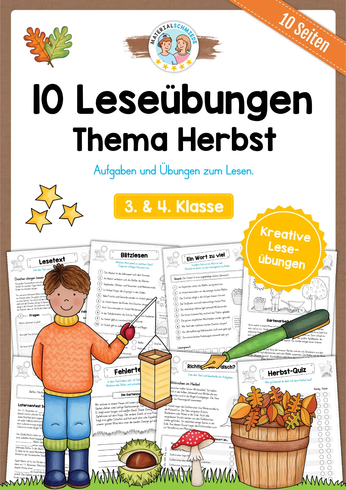 10 Leseübungen zum Herbst (Lesen & Verstehen) - 3. & 4. Klasse